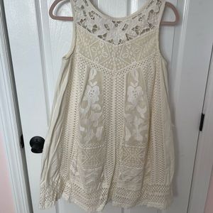 Anthropologie Cream Crochet/Embroidered Dress